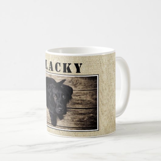 可愛素朴い犬の子犬の写真と犬の名前 コーヒーマグカップ (正面右)