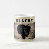 可愛素朴い犬の子犬の写真と犬の名前 コーヒーマグカップ (中央)