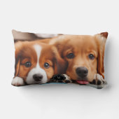 可愛素朴い犬の家族モノグラムの二人 ランバークッション (裏面)