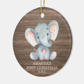 可愛素朴い象ベビー初めてのクリスマス セラミックオーナメント (左)