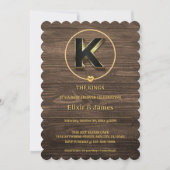 可愛素朴い金ゴールドハートモノグラムファミリーベイビーシャワー 招待状 (正面)