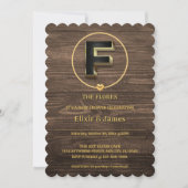 可愛素朴い金ゴールドハートモノグラムファミリーベイビーシャワー 招待状 (正面)