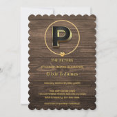 可愛素朴い金ゴールドハートモノグラムファミリーベイビーシャワー 招待状 (正面)