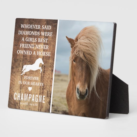 可愛素朴い馬記念写真記念 フォトプラーク (側面)