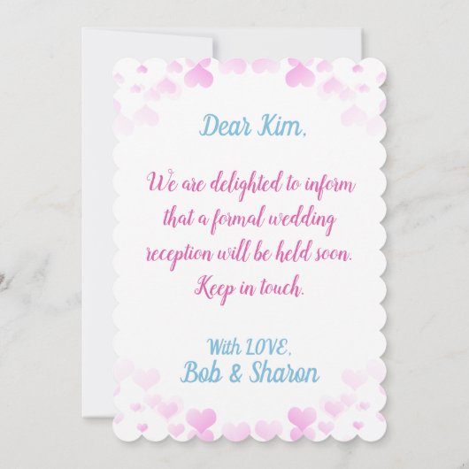 可愛結婚いたった今結婚しました用発表カード 案内状 (裏面)