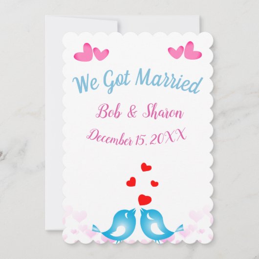 可愛結婚いたった今結婚しました用発表カード 案内状 (正面)