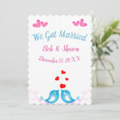 可愛結婚いたった今結婚しました用発表カード 案内状 (スタンド正面)