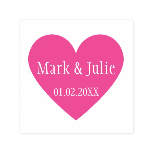 可愛結婚いカップル名日付ハートスタンプ セルフインキングスタンプ (デザイン)