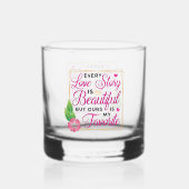 可愛結婚いラブストーリーワードアート ウイスキーグラス (正面)