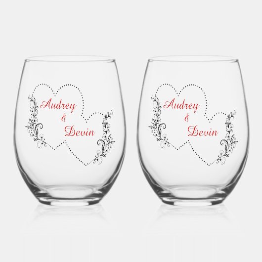 可愛結婚い形見 ステムなしワイングラス (正面)