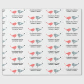 可愛結婚い愛鳥の新郎新婦 ラッピングペーパー (フラット)