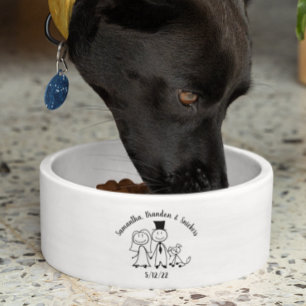 可愛結婚い犬の連パーソナライズされた名 ボウル