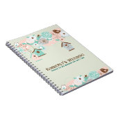 可愛結婚い鳥と鳥の餌付け&花 ノートブック (右側)