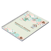 可愛結婚い鳥と鳥の餌付け&花 ノートブック (左側)