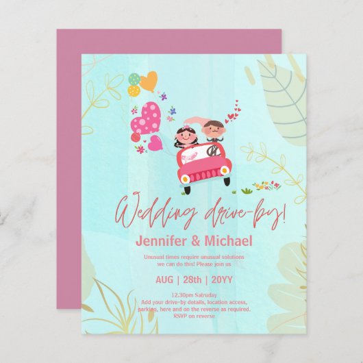 可愛結婚らしい予算招待状 (正面/裏面)