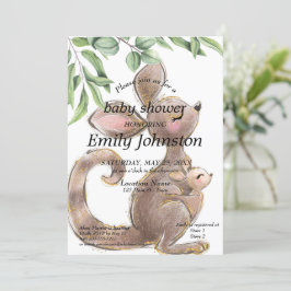 可愛絵を描いカンガルー男女兼用の赤ちゃん 招待状