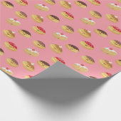 可愛絵を描いハンヌカドーナツパターン(の模様が)ある ラッピングペーパー (角)