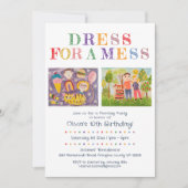 可愛絵を描いパーティーとキッズアート誕生日 招待状 (正面)