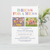 可愛絵を描いパーティーとキッズアート誕生日 招待状 (スタンド正面)