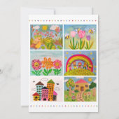 可愛絵を描いパーティーとキッズアート誕生日 招待状 (裏面)