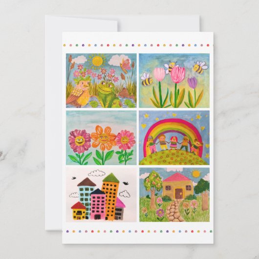 可愛絵を描いパーティーとキッズアート誕生日 招待状 (裏面)