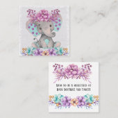 可愛絵を描い象と花模様ベビー名簿 スクエア名刺 (正面/裏面)