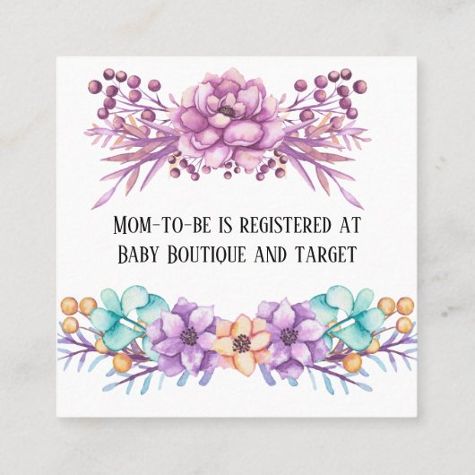 可愛絵を描い象と花模様ベビー名簿 スクエア名刺 (裏面)