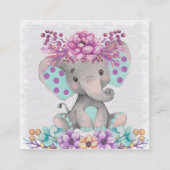 可愛絵を描い象と花模様ベビー名簿 スクエア名刺 (正面)