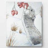 可愛絵画いマウス雪のシーン野生動物 フォトプラーク (正面)