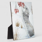 可愛絵画いマウス雪のシーン野生動物 フォトプラーク (側面)