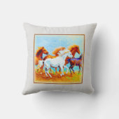 可愛絵画いランニングの馬。買今 クッション (裏面)