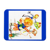 可愛絵画い小さな女の子 マグネット (横)