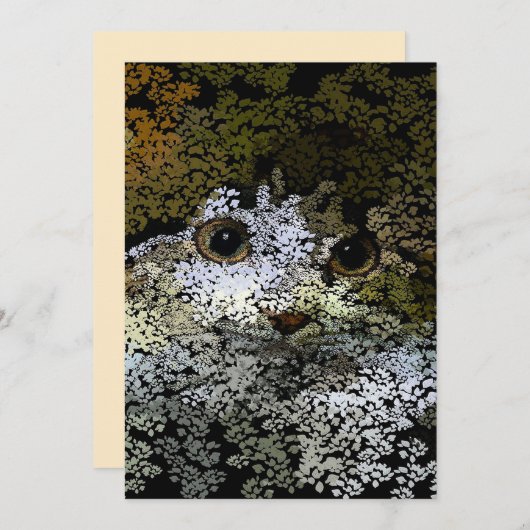 可愛絵画い猫が葉いる シーズンカード (正面/裏面)