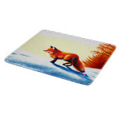 可愛絵画い赤いキツネ。買今 カッティングボード (角)