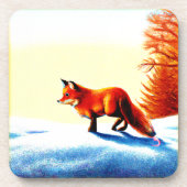 可愛絵画い赤いキツネ。買今 コースター (正面)