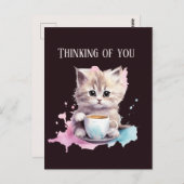 可愛考えいコーヒー猫 ポストカード (正面/裏面)