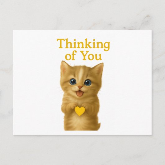 可愛考えい子ネコのカード ポストカード (正面)