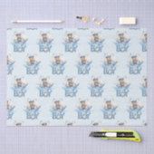 可愛航海のいテディベア青いボート少年 薄葉紙 (クラフト)