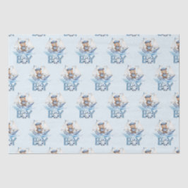 可愛航海のいテディベア青いボート少年 薄葉紙