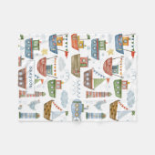 可愛航海のい水彩画のボイパーソナライズされたン フリースブランケット (正面(横))