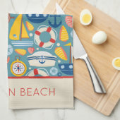 可愛航海のい海パーソナライズされた生 キッチンタオル (四つ折り)