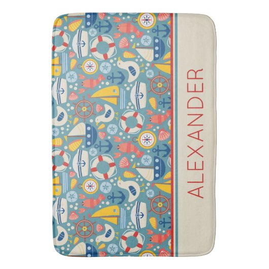 可愛航海のい海パーソナライズされた生 バスマット (正面縦)