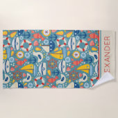 可愛航海のい海パーソナライズされた生 ビーチタオル (正面)