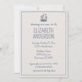 可愛航海のい青い帆船パーソナライズされた 招待状 (裏面)