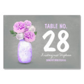 可愛色彩の鮮やかいメイソン瓶パープル花のテーブルカード テーブルナンバー (裏面)