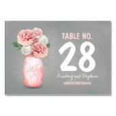 可愛色彩の鮮やかいメイソン瓶ピンクの花のテーブルカード テーブルナンバー (裏面)