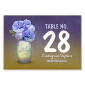 可愛色彩の鮮やかいメイソンjar青い花のテーブルカード テーブルナンバー (裏面)