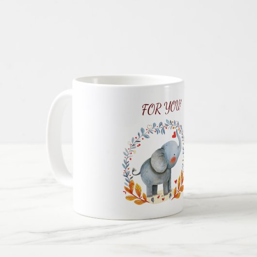 可愛色彩の鮮やかい水色の象 コーヒーマグカップ (正面左)