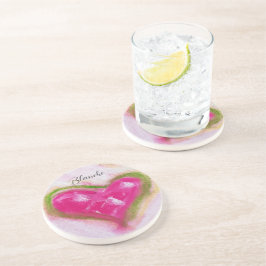 可愛芸術的いハートチョーク絵を描ハンド コースター