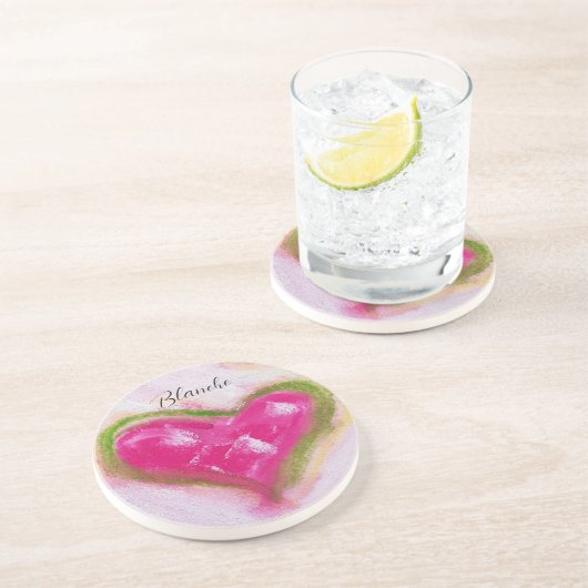 可愛芸術的いハートチョーク絵を描ハンド コースター (側面)